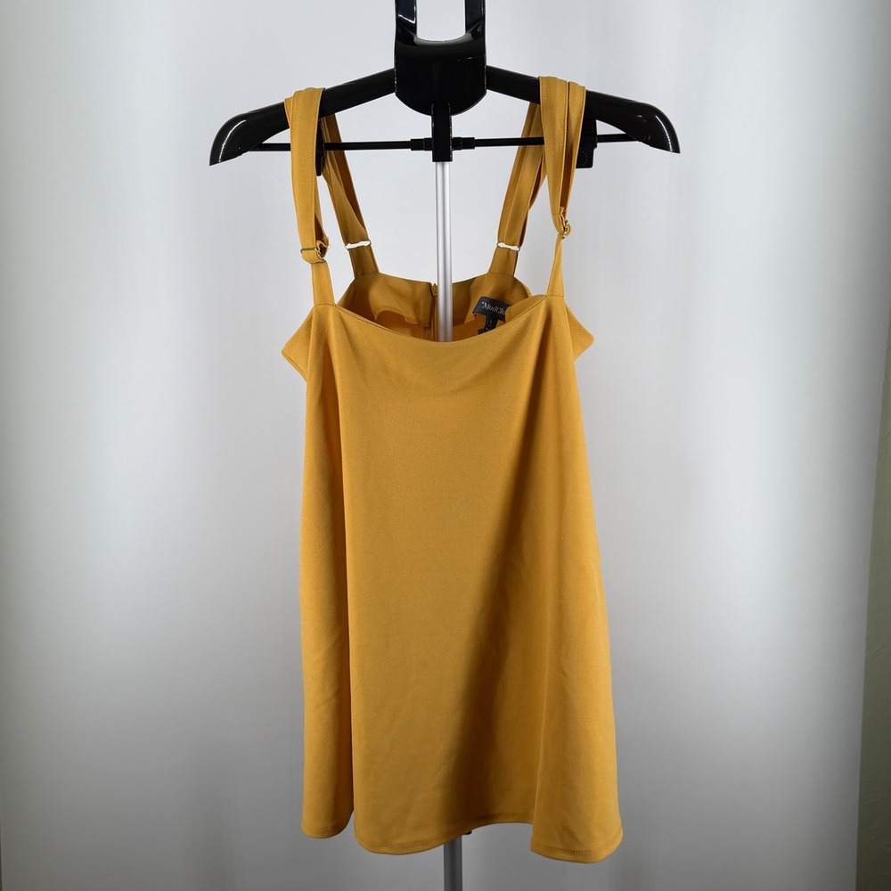 ModCloth Mustard‎ Yellow Pinafore Mini Dress Adjustable Straps Size L NWT